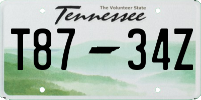 TN license plate T8734Z