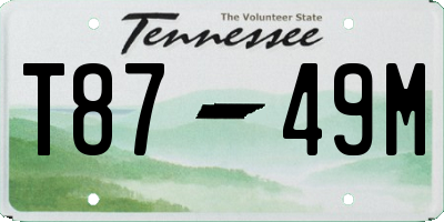 TN license plate T8749M