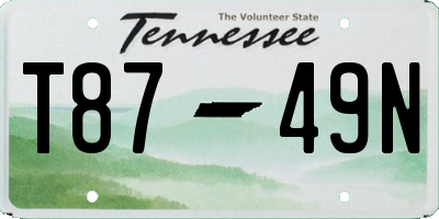 TN license plate T8749N