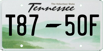 TN license plate T8750F