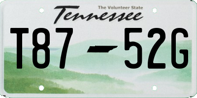 TN license plate T8752G