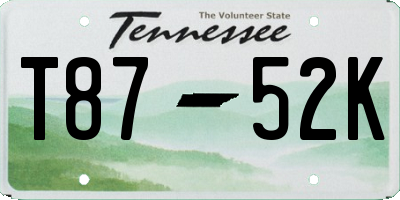 TN license plate T8752K