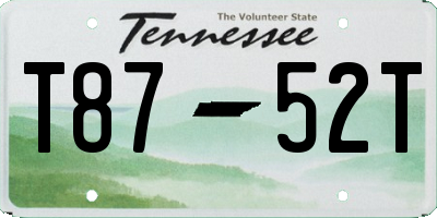 TN license plate T8752T