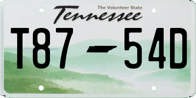 TN license plate T8754D