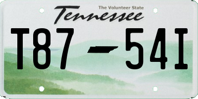 TN license plate T8754I