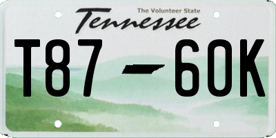 TN license plate T8760K