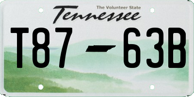 TN license plate T8763B