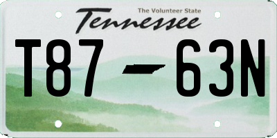 TN license plate T8763N