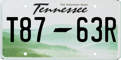 TN license plate T8763R