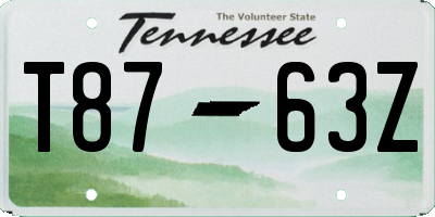 TN license plate T8763Z