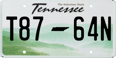 TN license plate T8764N