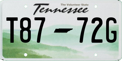 TN license plate T8772G