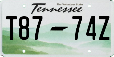 TN license plate T8774Z