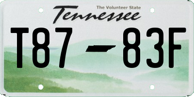 TN license plate T8783F