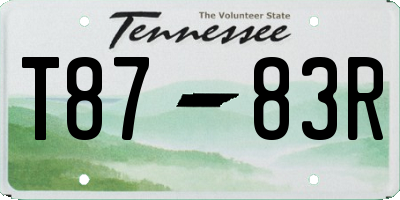 TN license plate T8783R