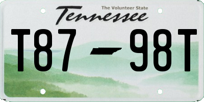 TN license plate T8798T