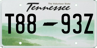 TN license plate T8893Z