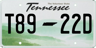TN license plate T8922D