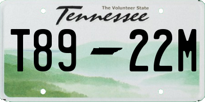 TN license plate T8922M