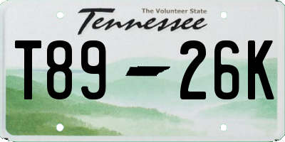 TN license plate T8926K