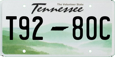 TN license plate T9280C