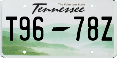 TN license plate T9678Z