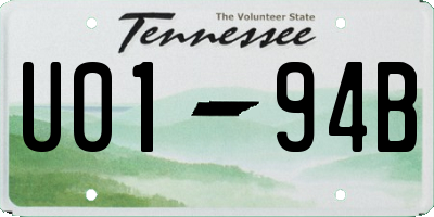 TN license plate U0194B