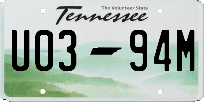 TN license plate U0394M