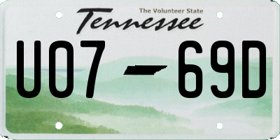 TN license plate U0769D