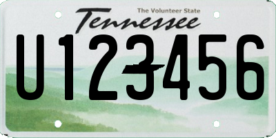 TN license plate U123456