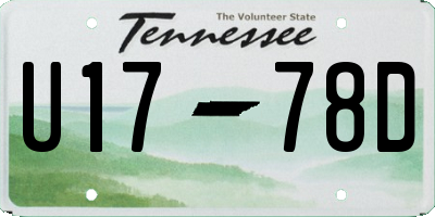 TN license plate U1778D