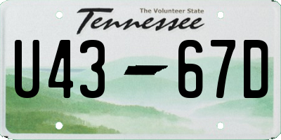 TN license plate U4367D