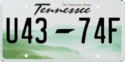 TN license plate U4374F