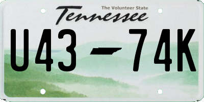 TN license plate U4374K
