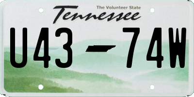 TN license plate U4374W