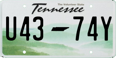 TN license plate U4374Y