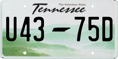TN license plate U4375D