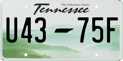 TN license plate U4375F