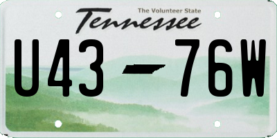TN license plate U4376W