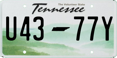TN license plate U4377Y
