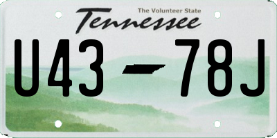 TN license plate U4378J