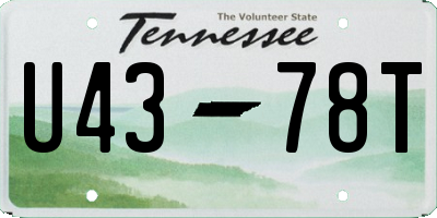 TN license plate U4378T