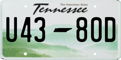 TN license plate U4380D