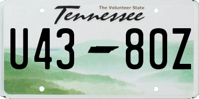 TN license plate U4380Z