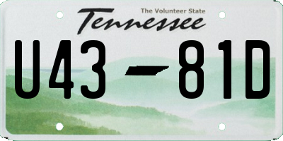 TN license plate U4381D