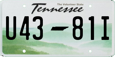 TN license plate U4381I