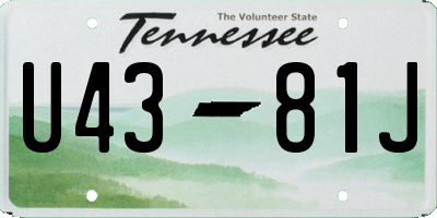 TN license plate U4381J