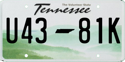 TN license plate U4381K
