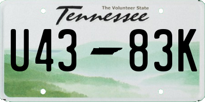 TN license plate U4383K