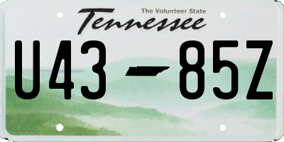 TN license plate U4385Z